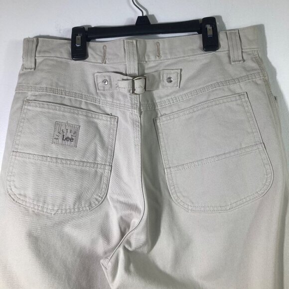 Womens Vintage Riveted Lee Beige Wide Leg Adjustable Back Skater Jean 14M - Picture 4 of 10